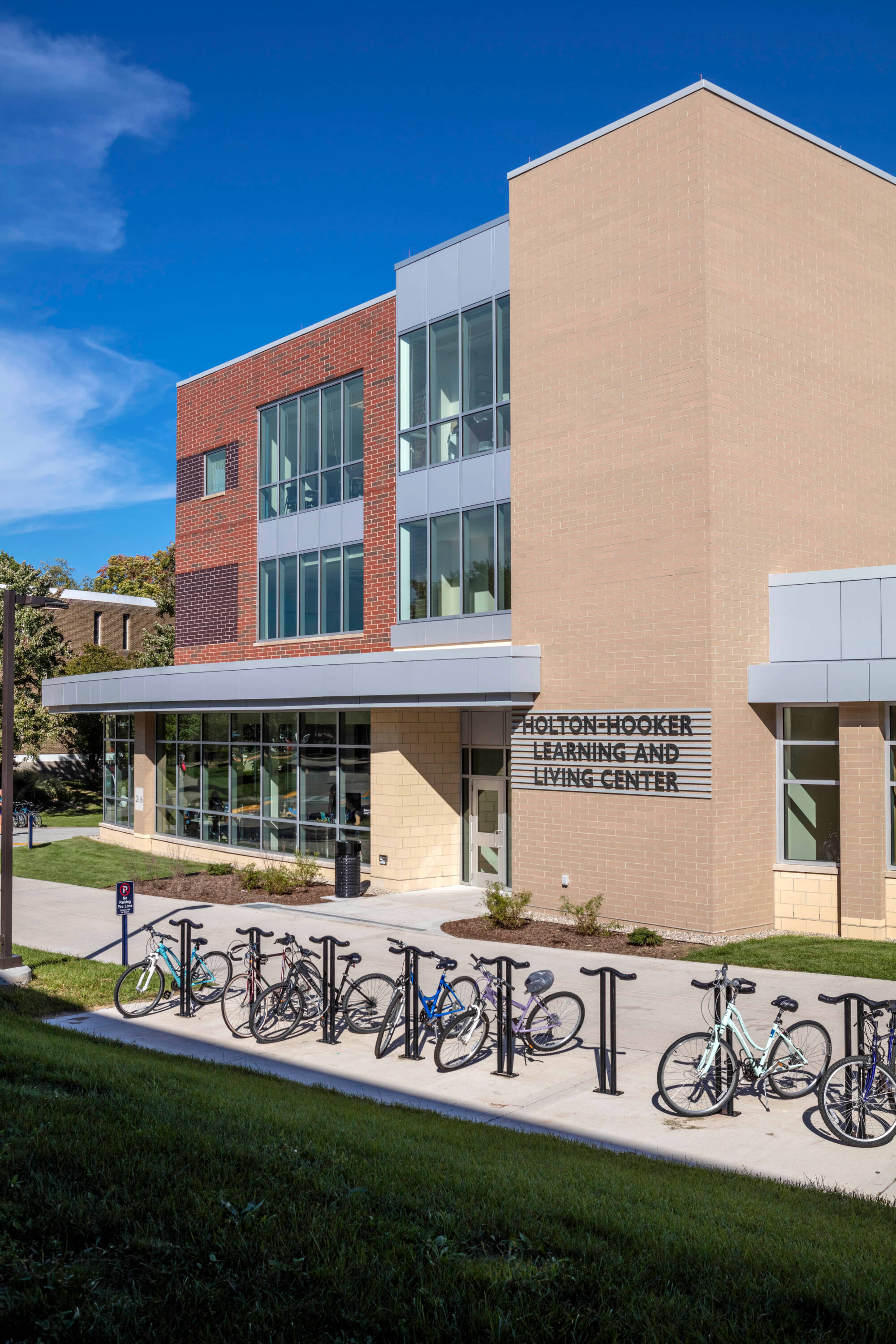 Exterior shot of the Holton-Hooker LLC building on the GVSU Allendale campus